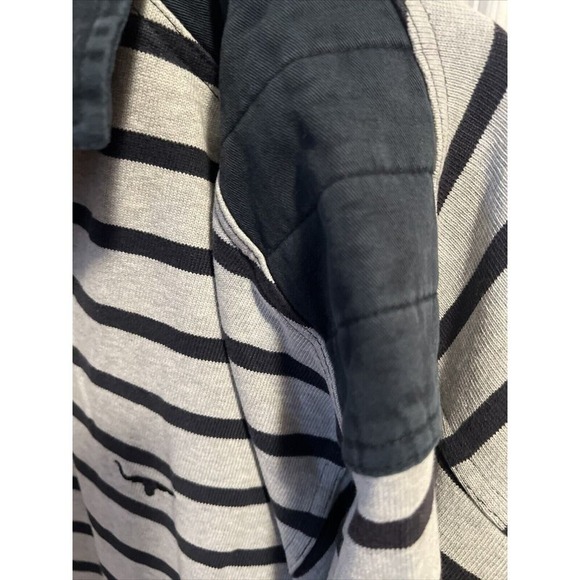 RM WILLIAMS Mens L Rugby Polo Striped Blue/Gray Collared Long Sleeve Jersey AUS - Picture 11 of 16